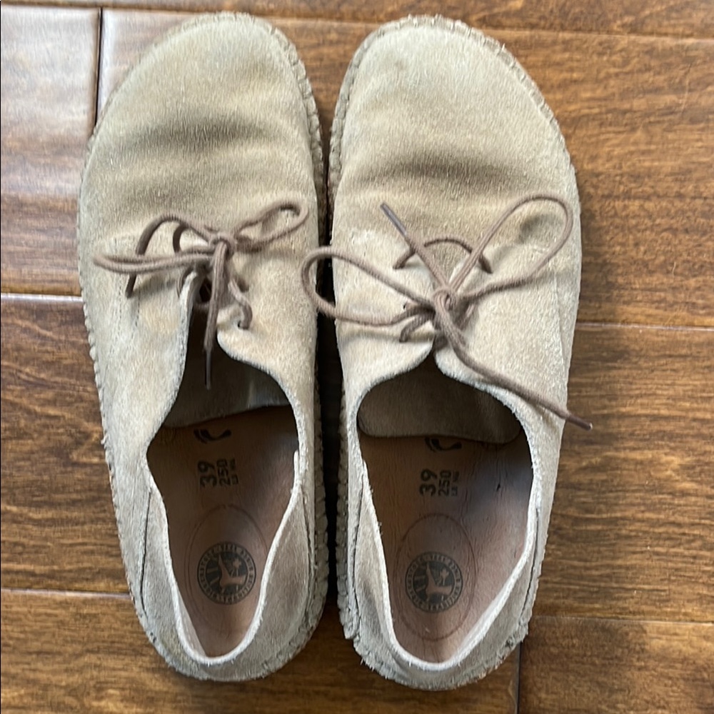 Birkenstock Taupe Suede Lace-Up Shoes